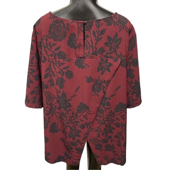 Ava & Viv Burgundy and Black Floral Blouse 2X - Picture 4 of 5